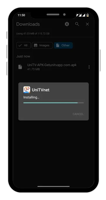 UniTV APK 13 Instale e inicie